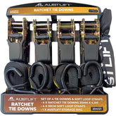 Austlift - Ratchet Tie Down Heavy Duty 4 Pack 25mmx4.5M S Hook LC400KG + 4x short straps + storage bag | 204121